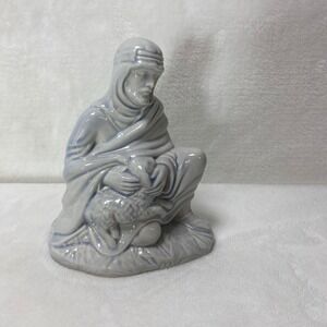 VTG '76 Ceramic Holland Mold Shepherd Lamb Figurine Nativity Religious Christmas